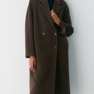 Aritzia Slouch Elegant Brown Double-Breasted Women's Coat